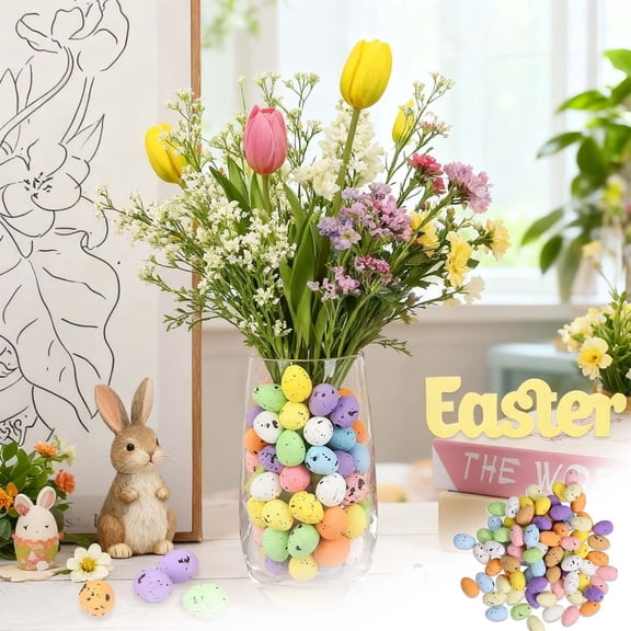 100pcs Easter Speckled Eggs, Multi-Color Foam Decorative Eggs For Spring Party, Basket Fillers, Table Centerpieces, DIY Crafts, Reusable Hanging Ornaments, Indoor Outdoor, Holiday Décor