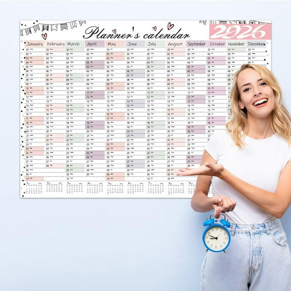 Mnhhatv 2026 Large Wall Calendar - 12-Month Planner with Colorful Stickers, Daily Organizer for Key Dates and Appointments, Perfect for Home, Office, or Classroom Use