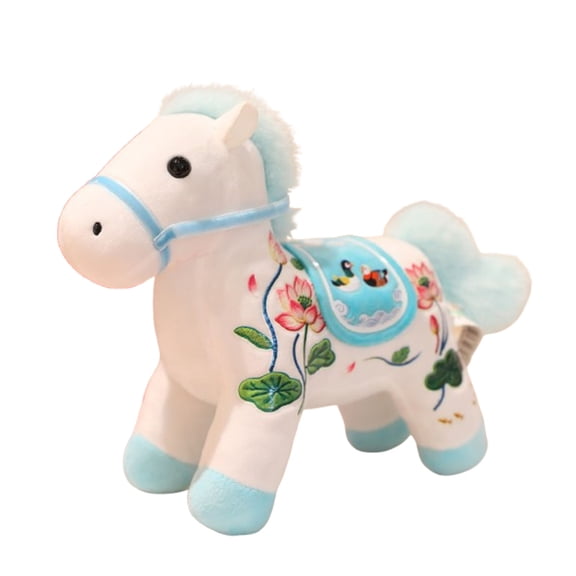 Mnhhatv 2026 Year of the Horse Lotus-Print Plush Charm - Small Pony Ornament for Bags, Keys, or Decoration, Double-Sided Embroidery, Great Lunar New Year Gift or Collectible Keepsake