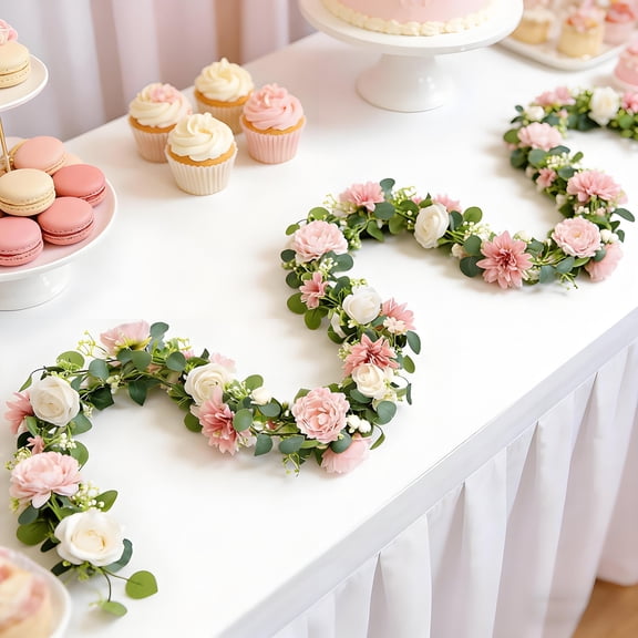 Mnhhatv 70.8 Inch Artificial Roses Vine Garland, Multicolor Spring Branches And Leaves Decor For Indoor Outdoor Mantel Door Wall, Waterproof Fade Resistant Plastic, Easy Wrap For Porch Table Display