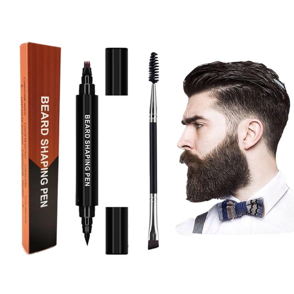 Mnhhatv Beard Filler Pen Moustache Shaping Pencil Natural Look Facial Hair Touch Up Tool, Precision Beard Line Enhancer Grooming Accessory for Daily Styling Photo Ready Appearance