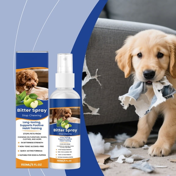 Mnhhatv No Chew Dog Spray 150ml Pet Behavior Training Spray Anti Chewing Bitter Spray Stop Biting Licking Furniture Protector Indoor Deterrent Safe Formula For Sofa Shoes Wood Pet Training Aid