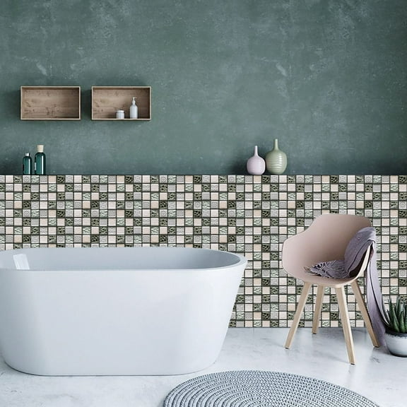 Mnhhatv Crystal Tile Stickers DIY Self-Adhesive Wall Tiles Peel and Stick Decorative Gel Tiles for Kitchen Bathroom Backsplash Countertop Tabletop Home Wall Accent Easy Installation Quick Home Decor