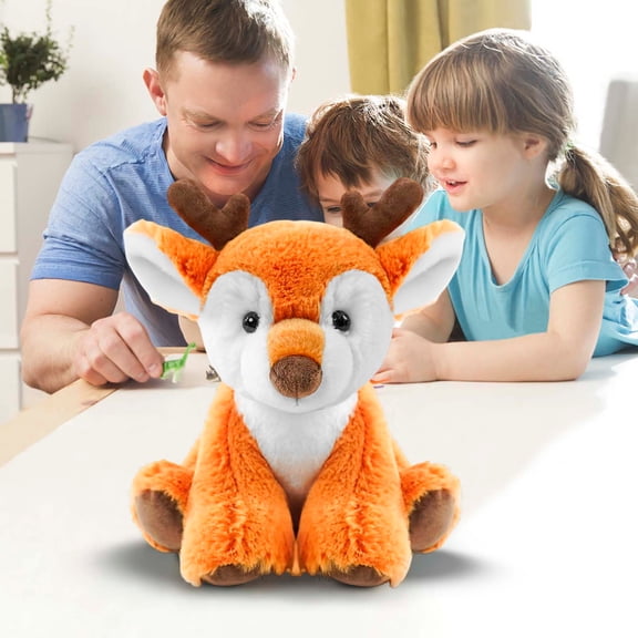 Mnhhatv Cute Sitting Forest Animal Doll Figurine for Home Office Desk Shelf Decorative Plush Soft Expression Subdued Colors for Cozy Relaxation Gift for Animal Collectors Adults Display Accent