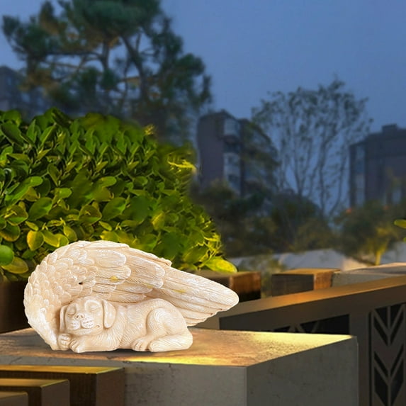 Mnhhatv Garden Statue Dogs Solar Powered Outdoor Decoration - Unique Pet Memorial Yard Art for Lawn and Garden, Thoughtful Gift for Pet Lovers, Sustainable Solar Powered Sculpture