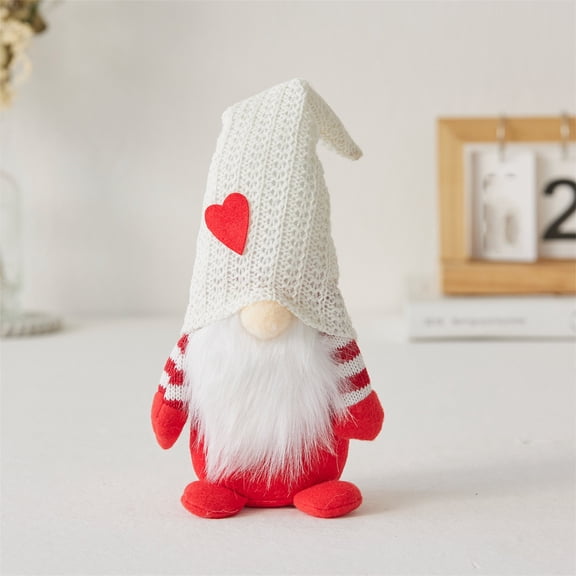 Gift Red Knitted Gnome Doll Ornament, Festive Holiday Table Shelf Accent, Plush Seasonal Decor For Thanksgiving Christmas, Soft Non‑Woven Fabric, Eye‑Catching Color, Cozy Warm Home Companion