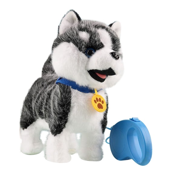 Mnhhatv Motorized Plush Robot Dog Leash-Controlled Toy, Interactive Big-Eyed Pup Walks Bark Head-Pat Reactions for Birthday Easter Christmas Gifts, Sensory Play Pet Toy Parent-Child Interaction