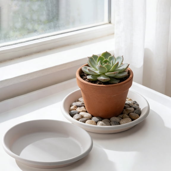 Mnhhatv Plastic Flower Pot Saucer Tray, Durable Water Catching Base For Indoor Outdoor Planters, 8.27 Inch Round, Lightweight Easy Clean, Garden Tabletop Or Balcony Plant Protection