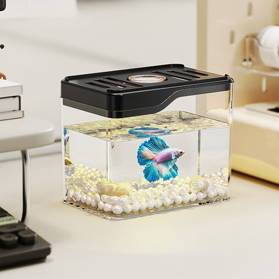Small Multifunctional Goldfish Tank, Stylish Transparent Desktop Aquarium For Home, Compact Aesthetic Fish Bowl With Color Options, Easy Maintenance, Ideal Living Room Or Office Accent