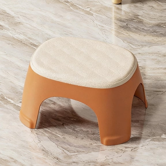 Mnhhatv Stackable Plastic Mini Stool With Skidproof Pads, Reinforced Build, Wide Comfortable Seat, Space‑Saving Storage, Versatile For Shoe Changing Bathroom Living Room, Gray Orange Yellow