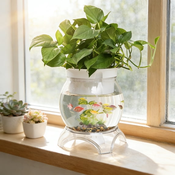 Mnhhatv Thick Transparent Hydroponic Plant Vase, Clear Plastic Desktop Planter And Mini Fish Tank Style, Easy Indoor Landscaping For Home And Office, Stylish Water Propagation Display