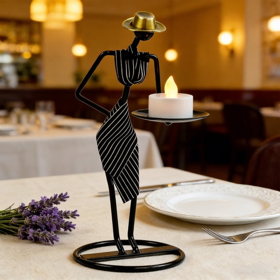 Mnhhatv Waiter Candle Holders Iron Table Centerpiece Ornament with Electronic Candles for Home Bedroom Wedding Dining Room Party Decor Stylish Decorative Accent