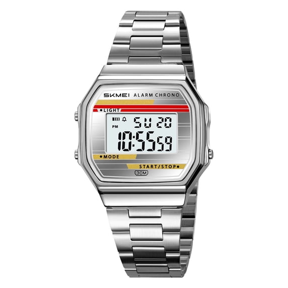 Waterproof Multifunctional Digital Watch, Luminous Display, 30M Water Resistance, Stainless Steel Bracelet, Modern Analog + Digital Timekeeping