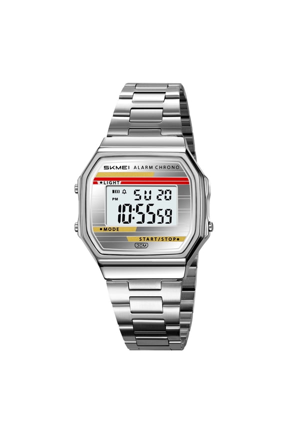 Waterproof Multifunctional Digital Watch, Luminous Display, 30M Water Resistance, Stainless Steel Bracelet, Modern Analog + Digital Timekeeping