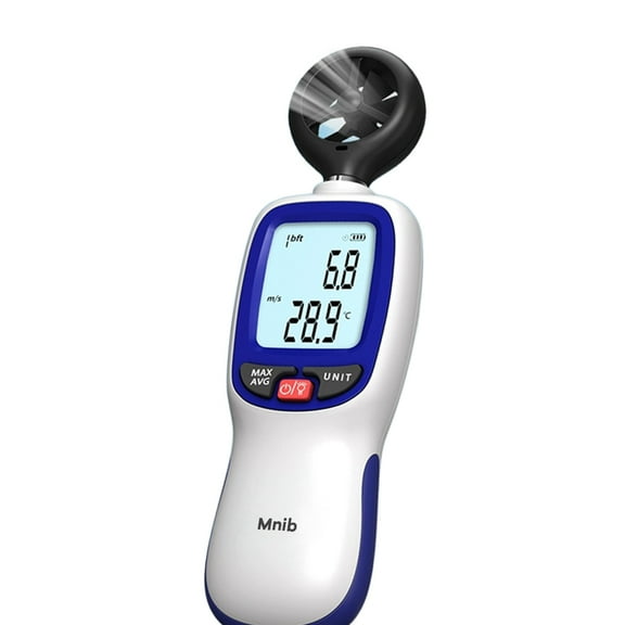 Mnib Anemometers, Handheld digital anemometer, Mini Digital Air Flow Meter with LCD Backlight/Wind Chill & Temp