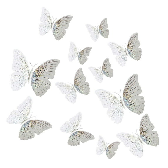 Mnjin 12pcs 3D DIY Butterfly Art Decal Home Decor Room Wall Mural Stickers White