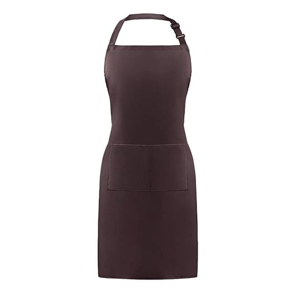 Mnjin 2PC Adjustable Water Resistance Pocket Women Men Chef Cooking Kitchen Apron Brown