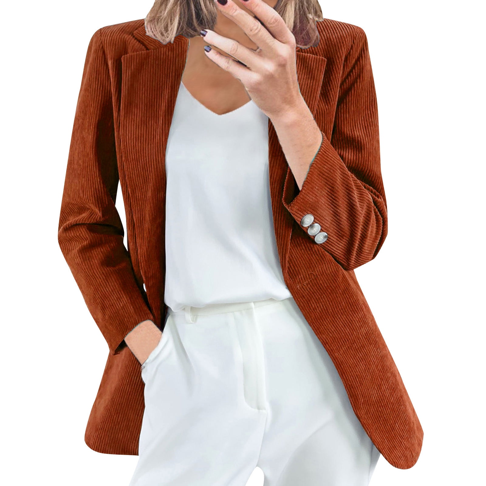 Plus size corduroy clearance blazer