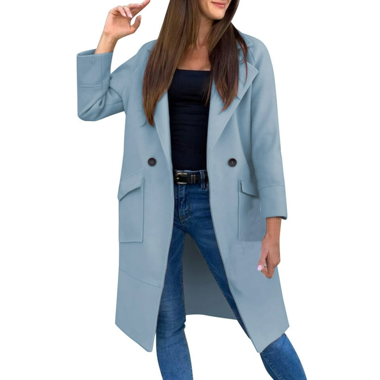 Mnjin Winter Coat Double Breasted Notch Lapel Trench Coat Mnjin Winter Coat Double Breasted Notch Lapel Trench Coat