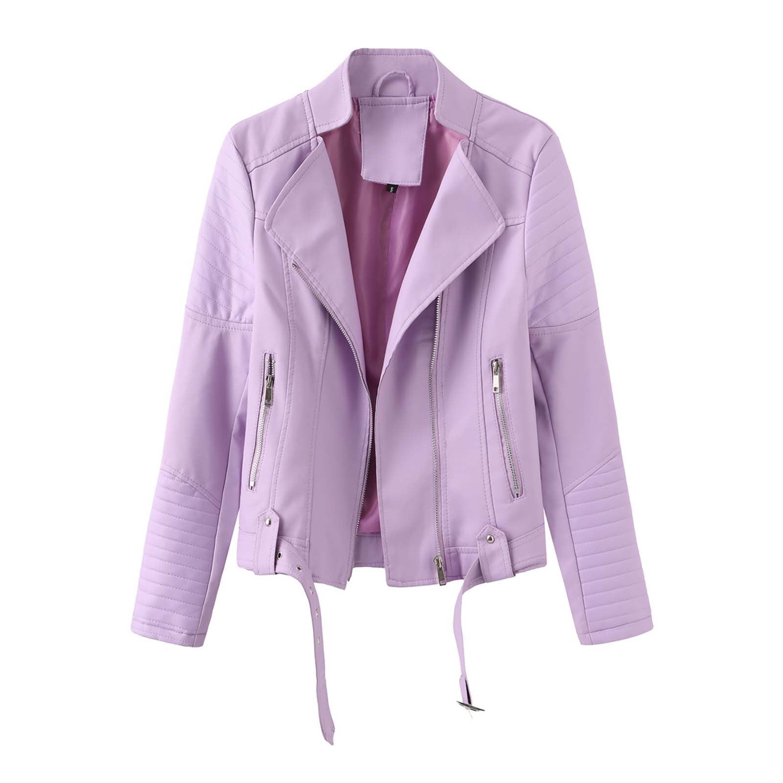 Plus size purple leather jacket hot sale