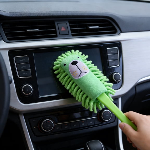 Mntpdp Cartoon Duster, Soft Polyester-Spandex Microfiber, Dusting Duster for Furniture And Appliances, High-Absorption Fine Fiber, Comfortable Grip Handle, Hanging Ring for Easy Storage(Green)