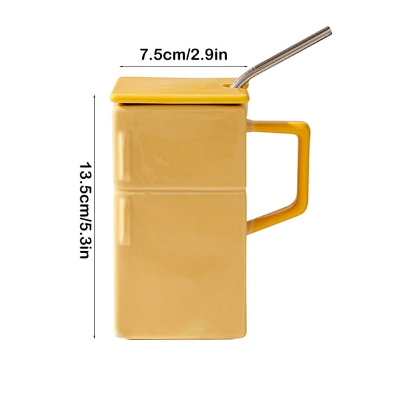 Mntpdp Coffee Mug With Straw, Lid Included, Reusable Drinking Cup, Vintage Style Mug, Gift for Home And Office, Built-In Straw, Water Cup for Hot Or Cold Beverages, Everyday Hydration(C)