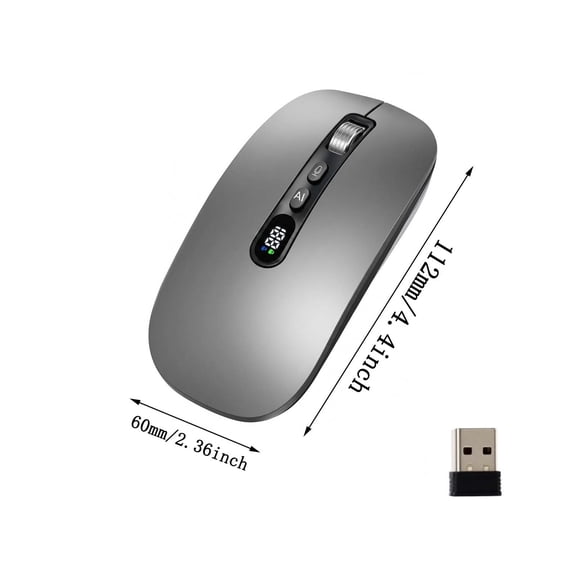 Mntpdp Wireless Smart Mouse, Ergonomic, Metal, 2.4Ghz Wireless, Up To 33 Ft Range, Long-Lasting Battery, Programmable Buttons, Compact Travel-Ready, for Work And Play(Gray)
