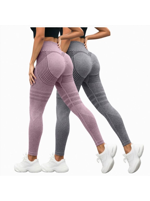 2 Pack Cellulite Leggings, High Waist 3D Anti Cellulite Leggings for Women, Slimming Workout Yoga Pants Light Purple for Size XXL