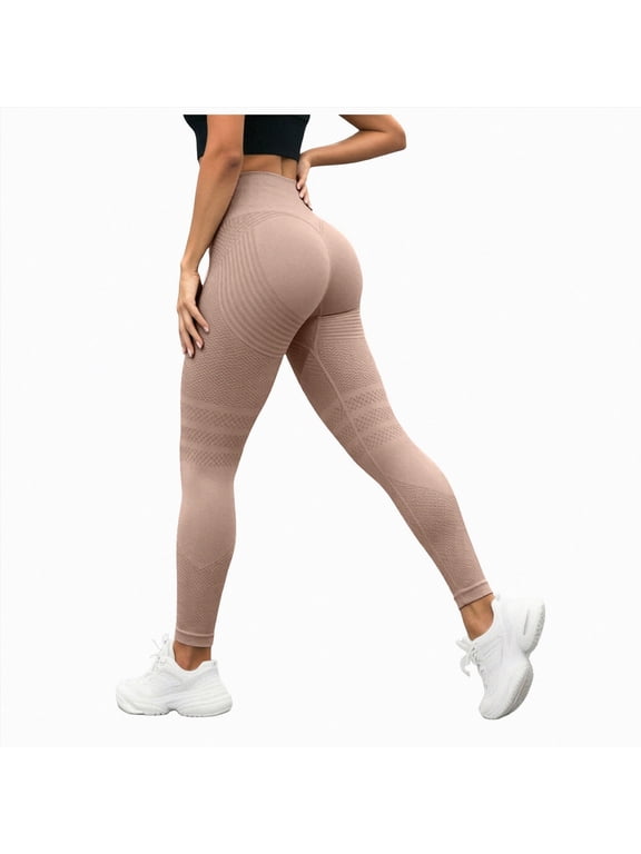 Anti Cellulite Compression 3D Leggings Women Butt Lifting Tummy Control with Resistance Bands Gym Yoga Pants Khaki for Size L