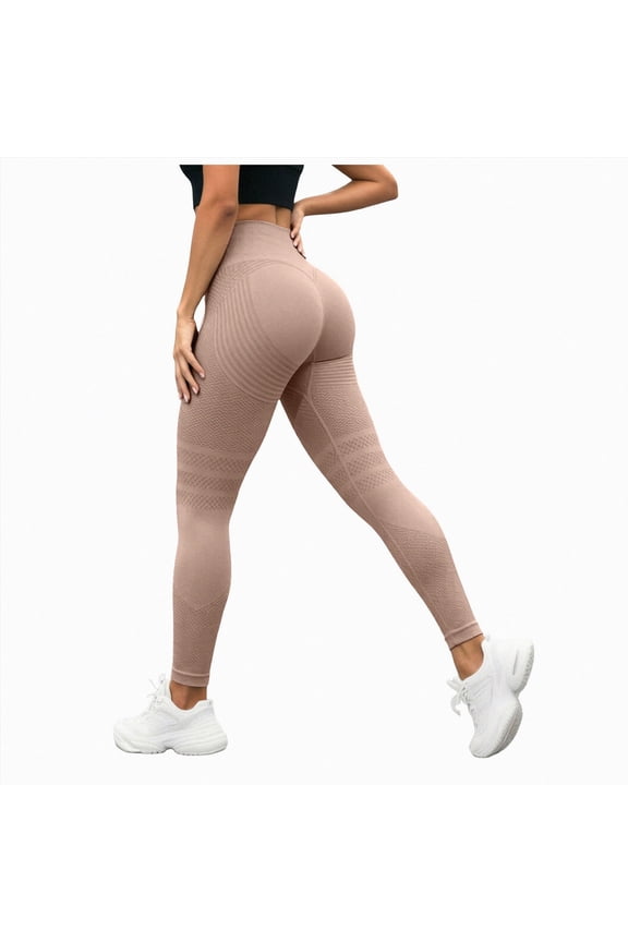 Anti Cellulite Compression 3D Leggings Women Butt Lifting Tummy Control with Resistance Bands Gym Yoga Pants Khaki for Size M