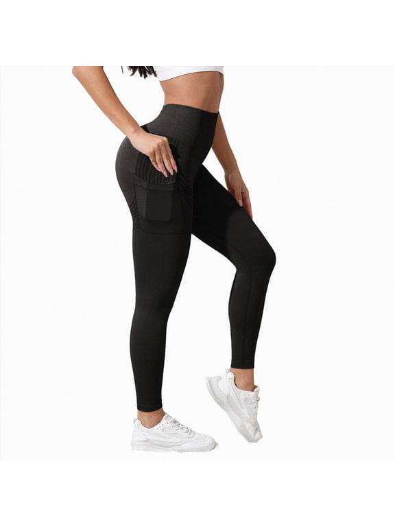 Anti Cellulite Compression 3D Leggings with Pockets Women Butt Lifting Tummy Control Workout Gym Yoga Pants Black for Size S