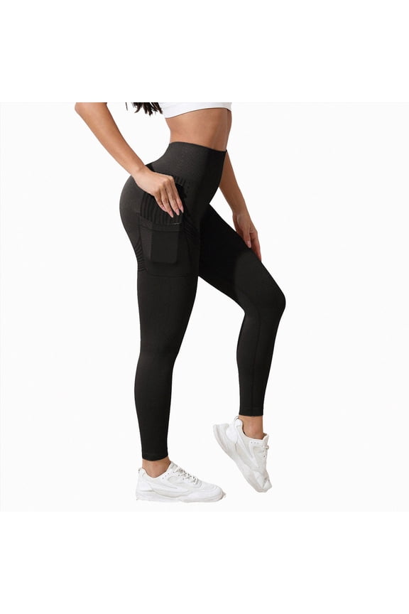 Anti Cellulite Compression 3D Leggings with Pockets Women Butt Lifting Tummy Control Workout Gym Yoga Pants Black for Size S