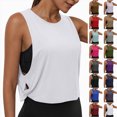 thumbnail image 1 of Mnuaqn Athletic Tank Tops for Women Twist Knot Cut Out Side Slit Crop Tops Yoga Workout Loose Fit Sleeveless T-Shirts (White, XXL), 1 of 9