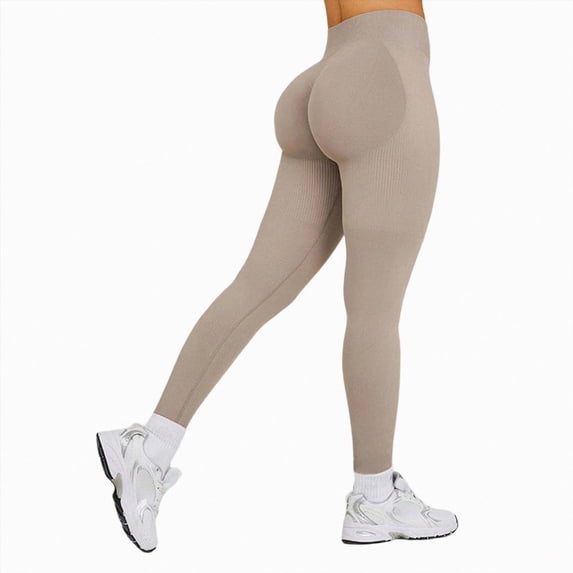 Mnuaqn Butt Lifting Lycra No Front Seam Workout Leggings for Women Tummy Control High Waist Seamless Gym Running Leggings Khaki for Size XL