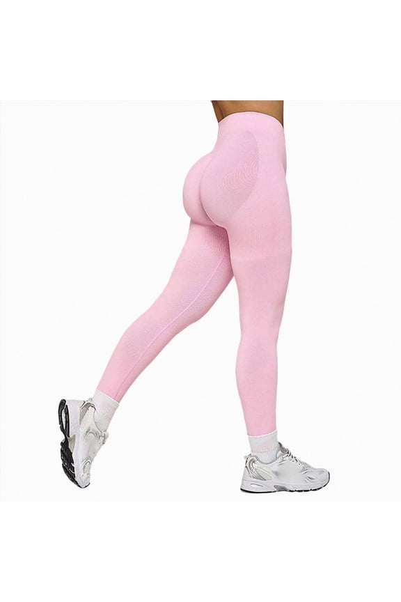 Butt Lifting Lycra No Front Seam Workout Leggings for Women Tummy Control High Waist Seamless Gym Running Leggings Pink for Size S