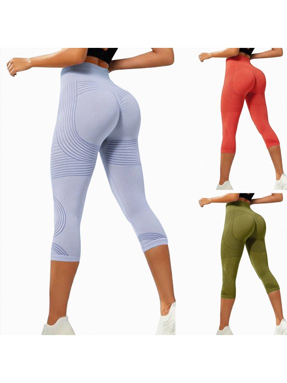 Capri Leggings Anti Cellulite 3D Resistance Band Leggings for Women Compression Tummy Control Butt Lifting Yoga Pants Orange,Size M