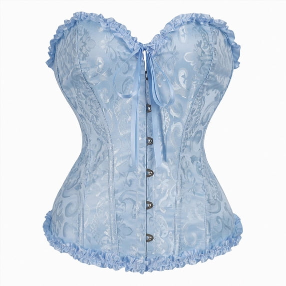 Mnuaqn Corset Tops for Women,Bustier Shapewear Lingerie,Lace Tied Renaissance Overbust Corset Push Up Bodysuit (Light Blue,XS)