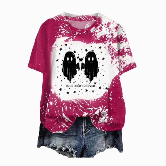 Mnuaqn Halloween Shirts for Women Girls Will Be Girls Witch Graphic Outfits Ghost Pumpkin Tees Fall Spooky Season Clothes Tops (Hot Pink,S)