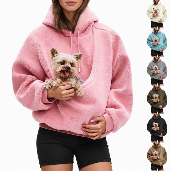 Mnuaqn Hoodie with Dog Pouch Oversized Pet Hoodies Carrier Large Pocket Hooded Sweatshirt for Puppy Kitten Dogs Holder (Black, 4XL)