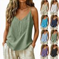 thumbnail image 1 of Mnuaqn Linen Tank Tops for Women Cotton Linen Spaghetti Strap Sleeveless Summer Casual Loose Fit Beach Vacation Cami (Sky Blue, S), 1 of 6