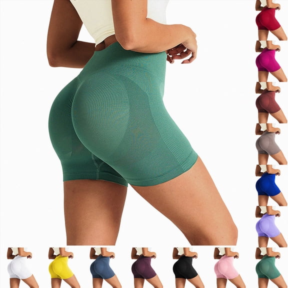 Mnuaqn Scrunch Butt Lifting Shorts for Women V Back Seamless 5" High Waist Workout Gym Compression Spandex Impact Shorts (Purple, XL)