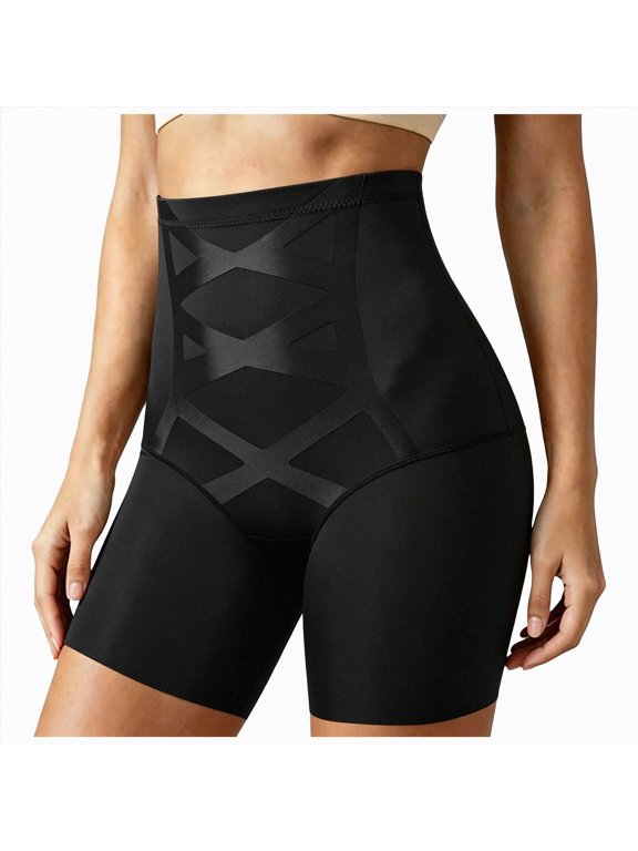 Shapewear for Women Tummy Control - High Waisted Body Shaper Butt Lifting Shapewear Shorts Thigh Slimmer Panties (Black,L)