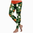 thumbnail image 1 of Mnuaqn Women's Halloween Leggings 3D Skull Pumpkin Horror Print Stretchy Soft High Waisted Workout Sports Yoga Pants (S, Green), 1 of 7