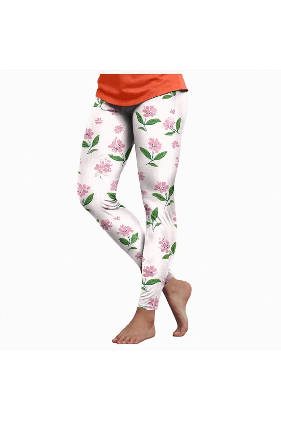 Womens Yoga Pants Soft Comfortable Full Length Leggings High Waist Athletic Workout Tights (L, White)