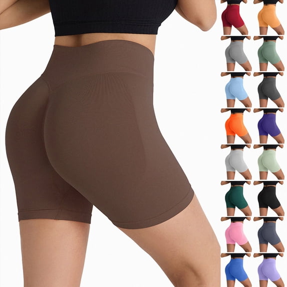 Mnuaqn Workout Gym Shorts Women, High Waisted Seamless Butt Lifting Scrunch Butt Sports Shorts (Grey, M)