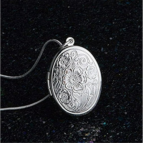 Mnycxen Fashion 925 Sterling Silver Rose Round Locket Necklace Box Snake Chain Jewelry