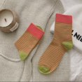 thumbnail image 1 of Nvzi -b 2 Pairs Retro Style Colorful Striped Socks, Cute Athletic Crew socks for Women，Red ring, 1 of 3