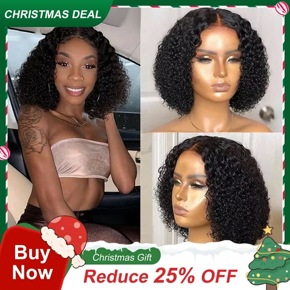 Mnycxen Peruvian Curly Human Hair Wig Glueless Lace Front Human Hair