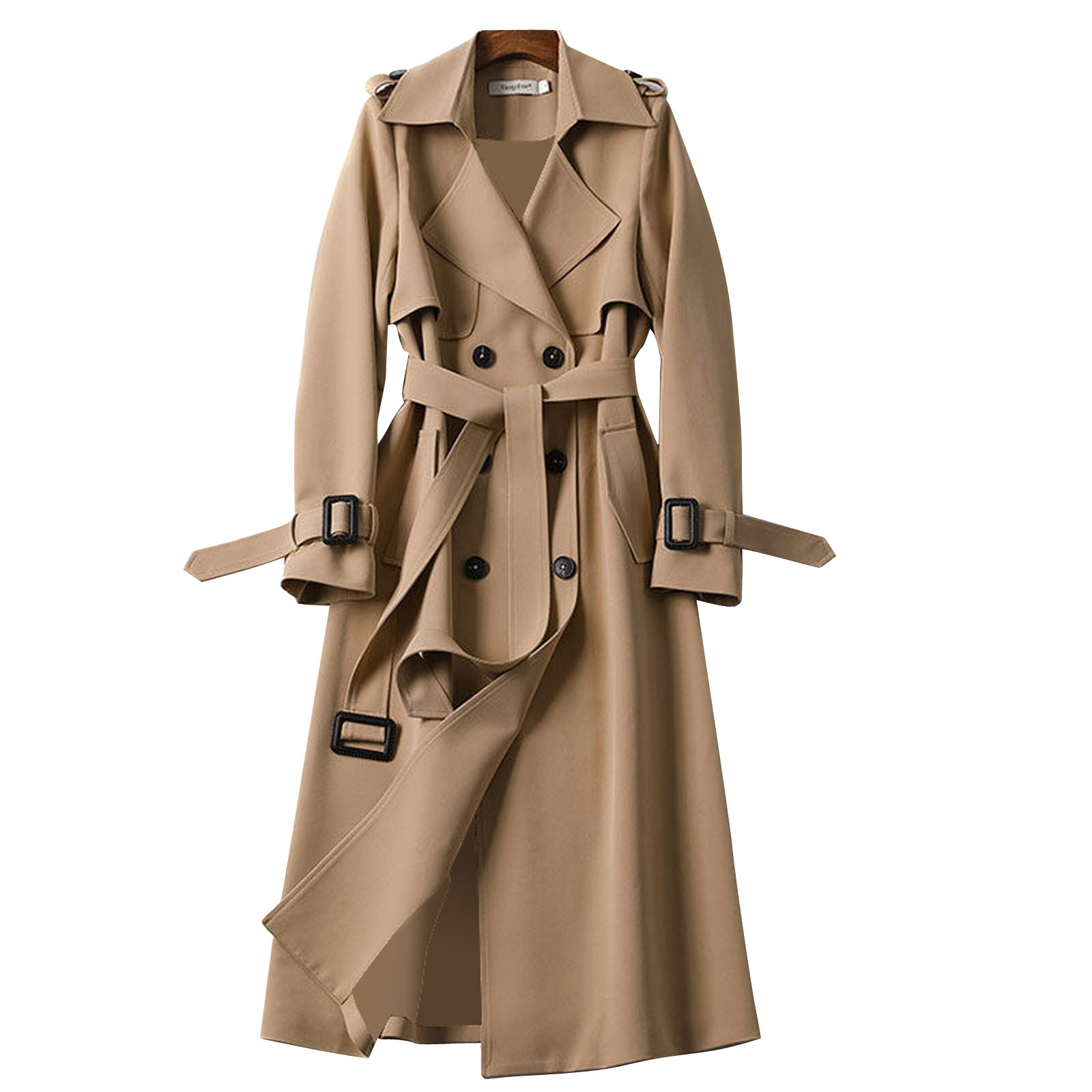 Mnycxen Women Overcoat Solid Slim Fit Coat Jacket Long Outerwear Windbreaker Trench - image 1 of 6