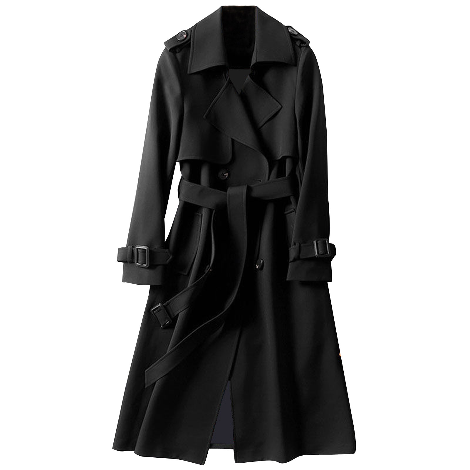 Mnycxen Women Overcoat Solid Slim Fit Coat Jacket Long Outerwear Windbreaker Trench - image 1 of 3